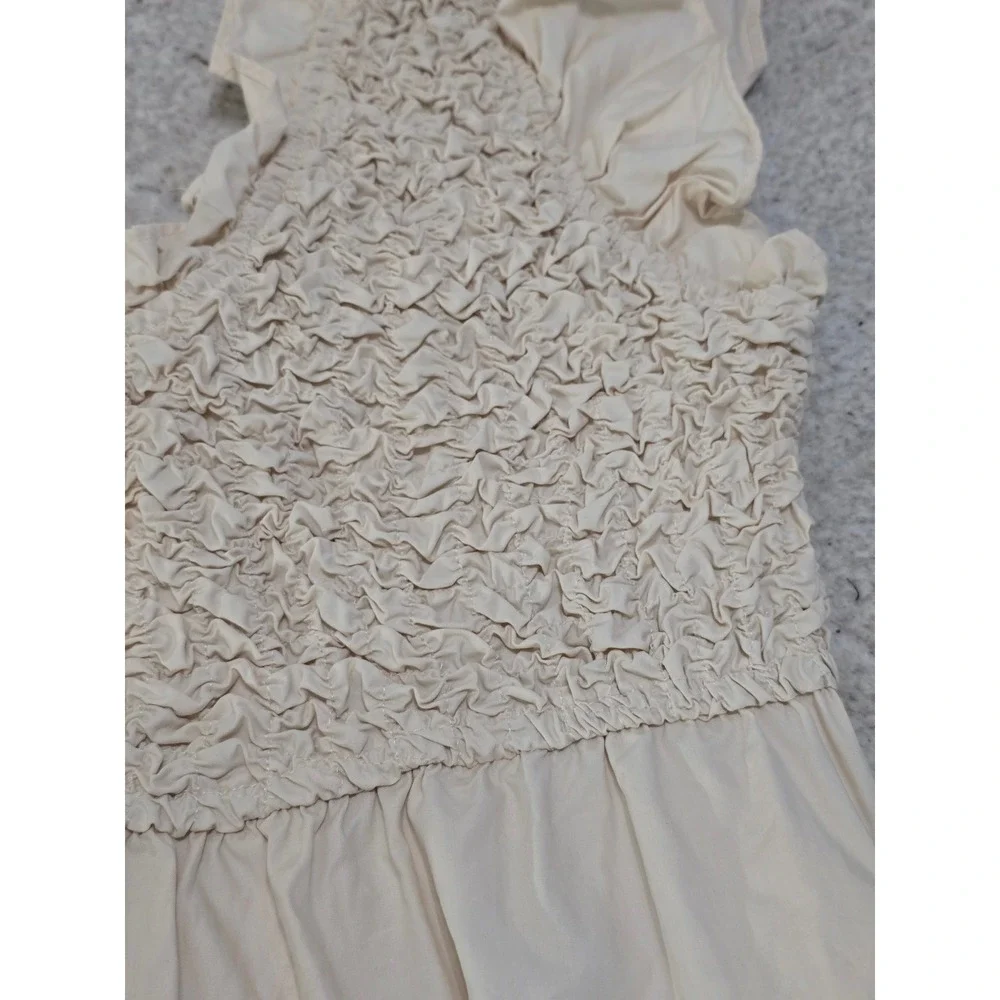 En‎ Saison Matisse Flutter Sleeve Smocked Tiered Mini Dress Cream L